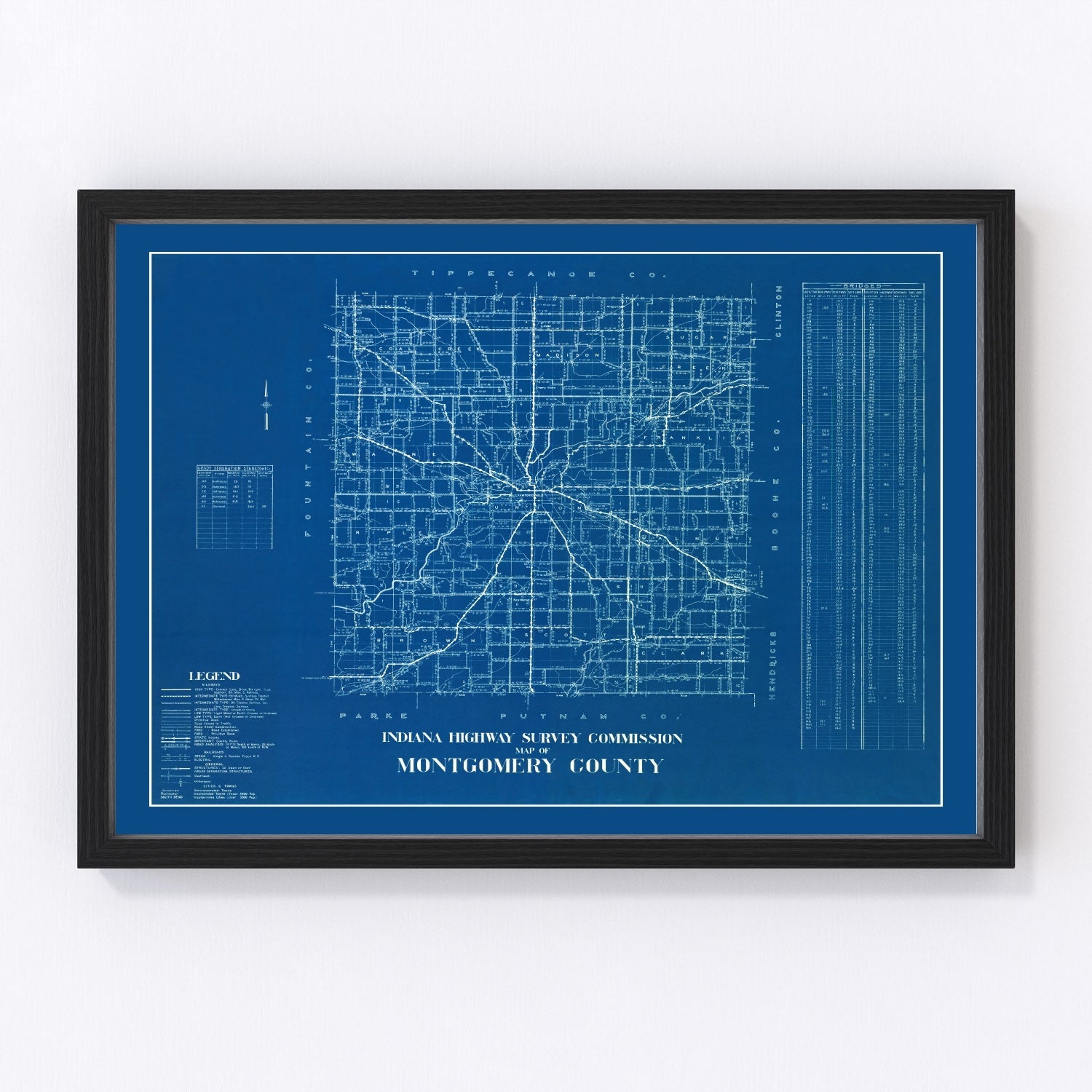 Vintage Map of Montgomery County, Indiana 1936