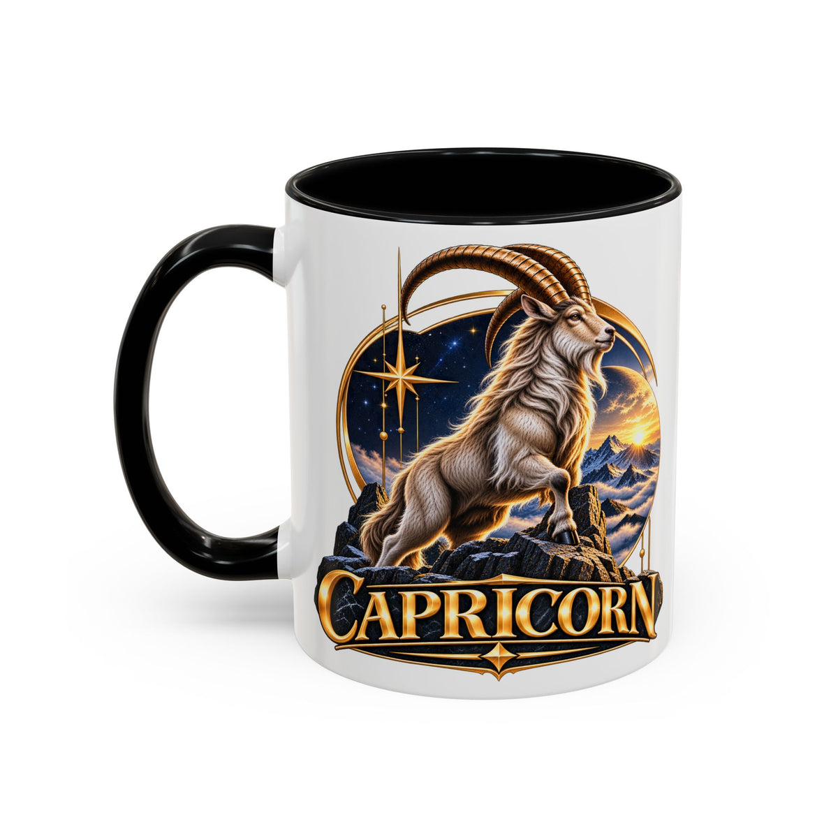 Capricorn Zodiac Coffee Mug — Astrological Goat Accent Mug (11/15oz)