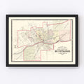 Vintage Map of Huntington, Indiana 1879
