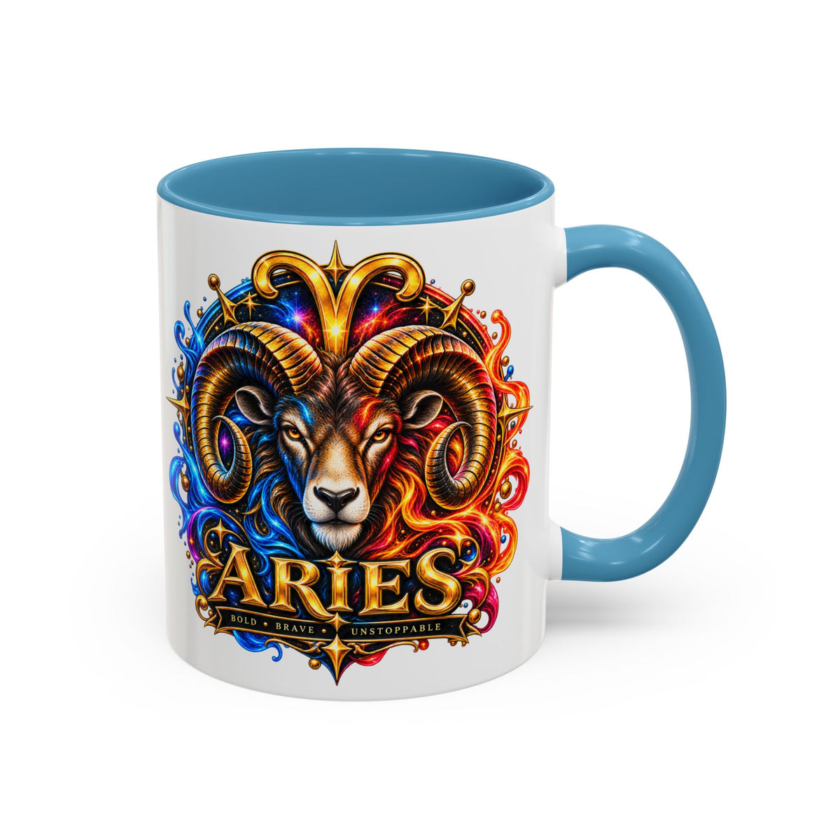 Aries Zodiac Coffee Mug — Colorful Ram Astrology Accent Mug (11/15oz)