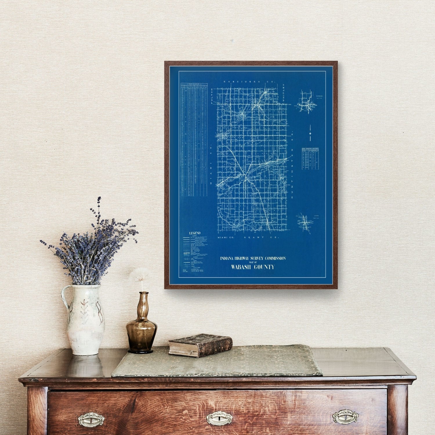 Vintage Map of Wabash County, Indiana 1936
