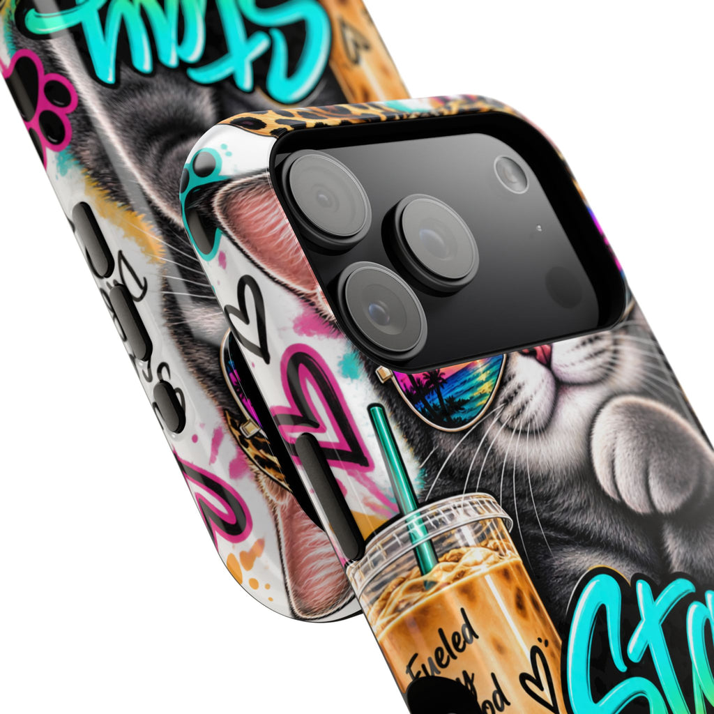 Phone Case — "Stay Pawsitive" Cat Impact-Resistant Case