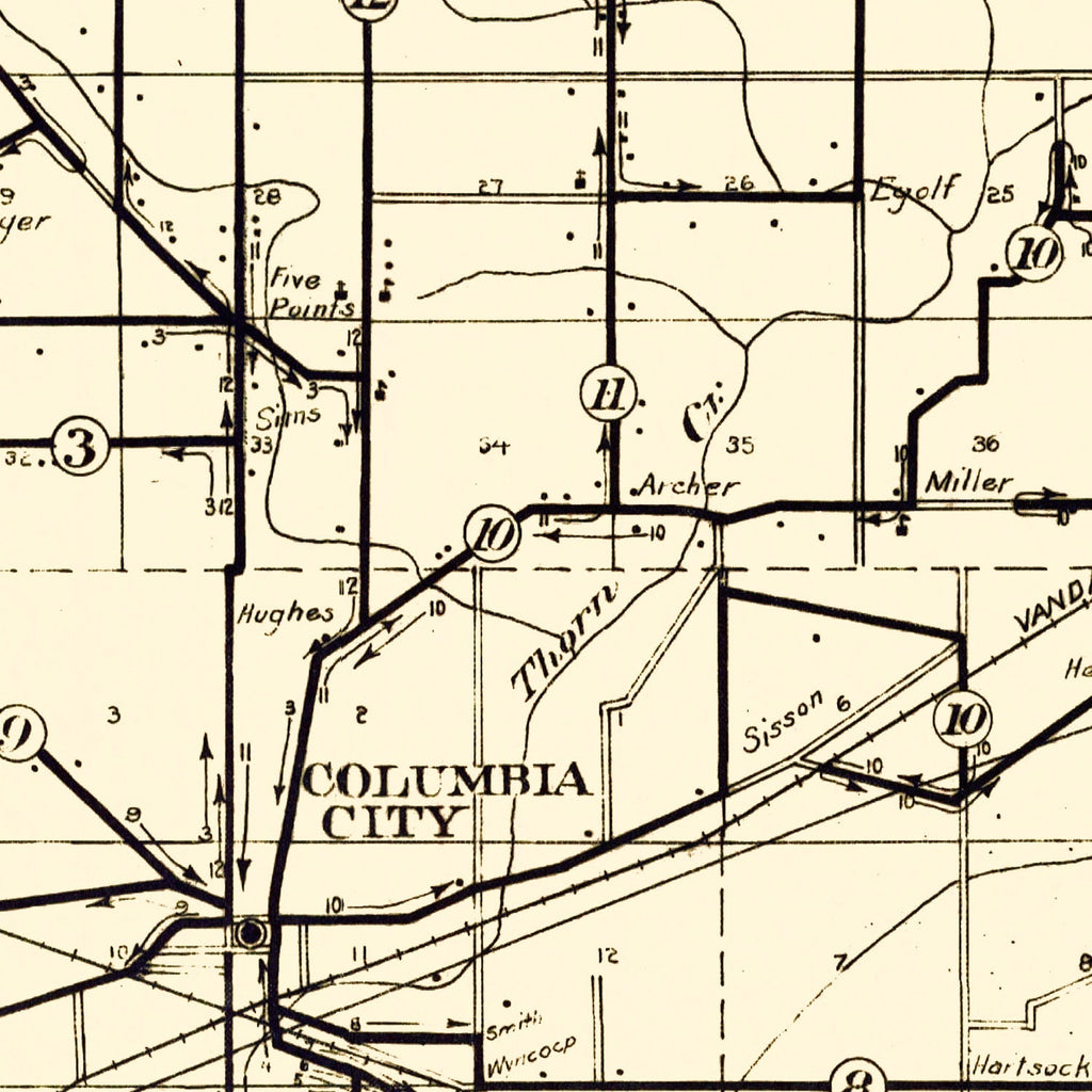 Vintage Map of Whitley County, Indiana 1910