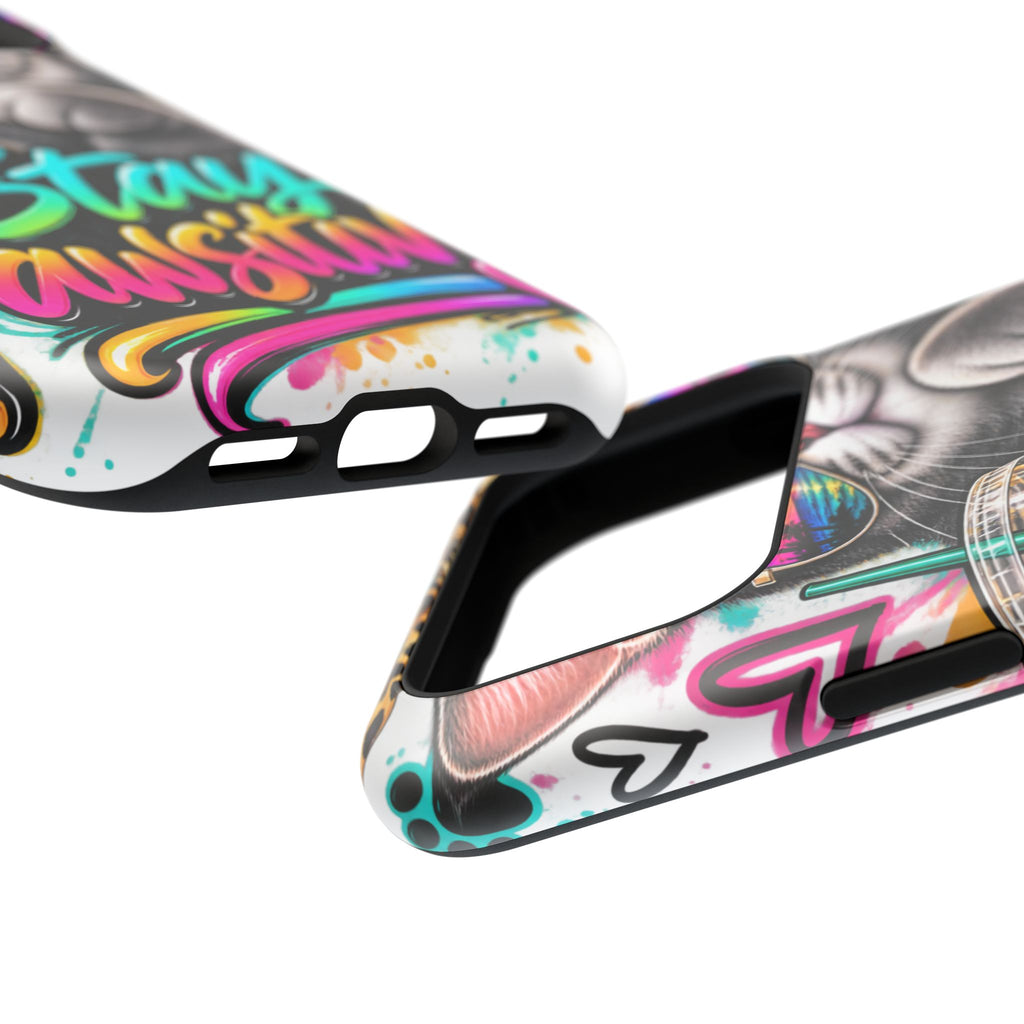 Phone Case — "Stay Pawsitive" Cat Impact-Resistant Case