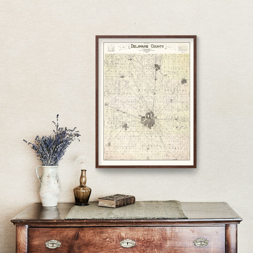 Vintage Map of Delaware County, Indiana 1904