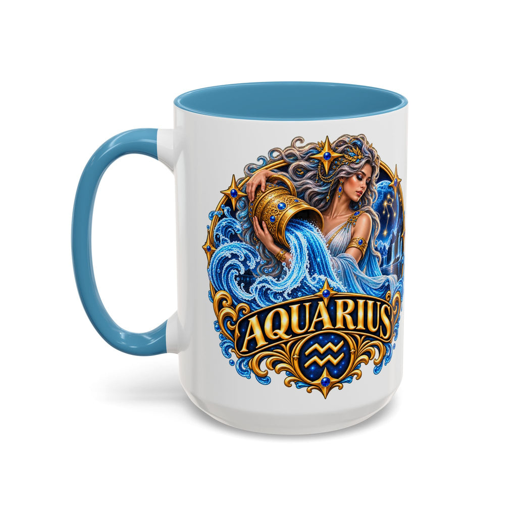 Aquarius Zodiac Coffee Mug — Illustrated Water Bearer Astrology Gift (11/15oz)