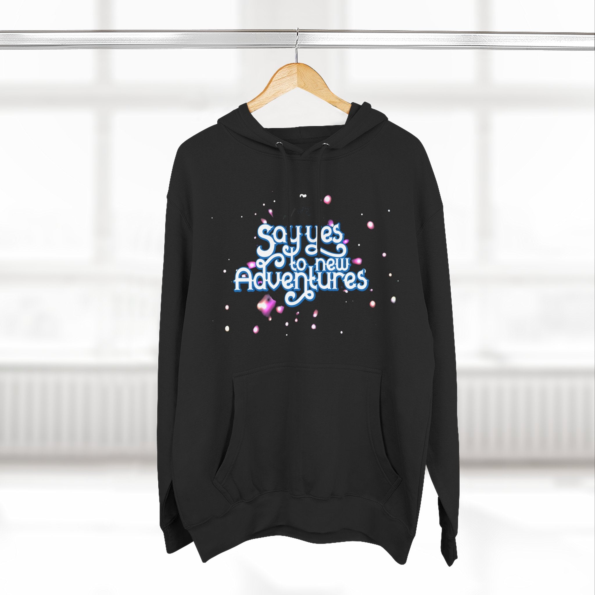 Hoodie — 'Say yes to New Adventures' Pastel Graphic Fleece Hoodie