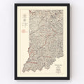 Vintage Map of Indiana 1933