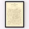 Vintage Map of Stephens County, Texas 1879