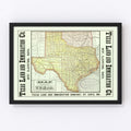 Vintage Map of Texas 1876