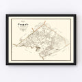 Vintage Map of Comal County, Texas 1862