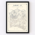Vintage Map of Lamar County, Texas 1889