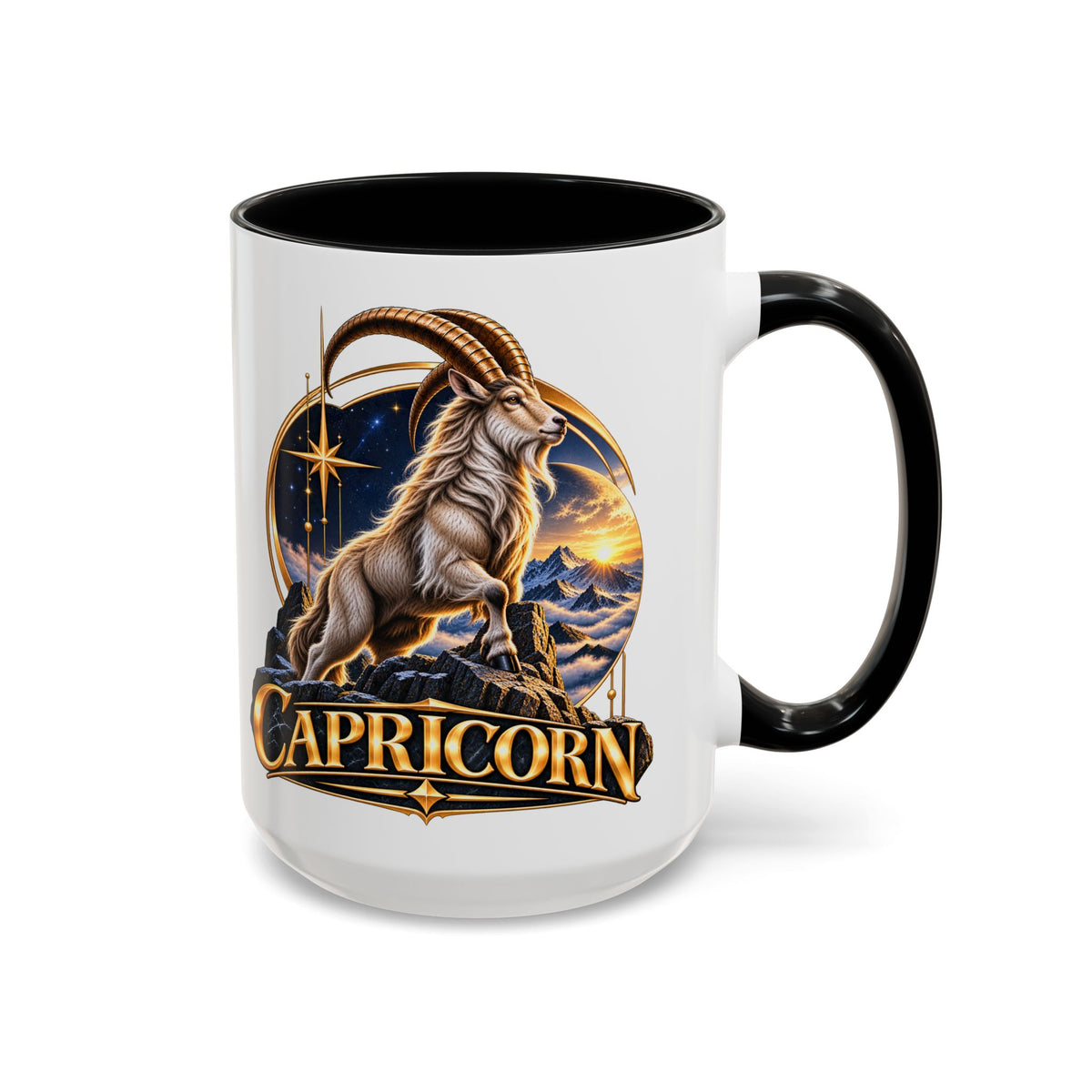 Capricorn Zodiac Coffee Mug — Astrological Goat Accent Mug (11/15oz)