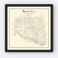 Vintage Map of Rains County, Texas 1888