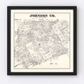 Vintage Map of Johnson County, Texas 1887