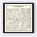 Vintage Map of Tarrant County, Texas 1885