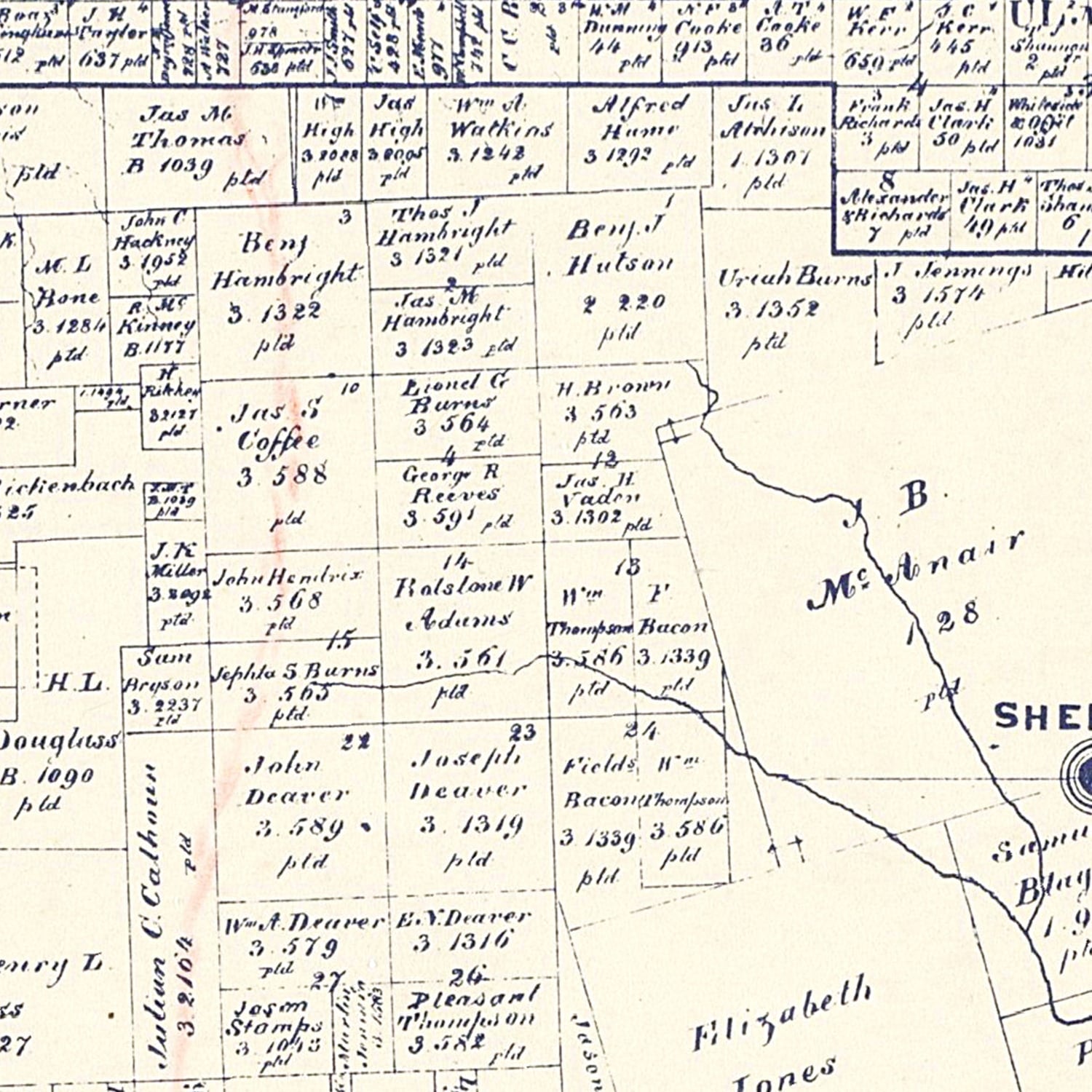 Vintage Map of Grayson County, Texas 1885