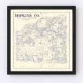 Vintage Map of Hopkins County, Texas 1885