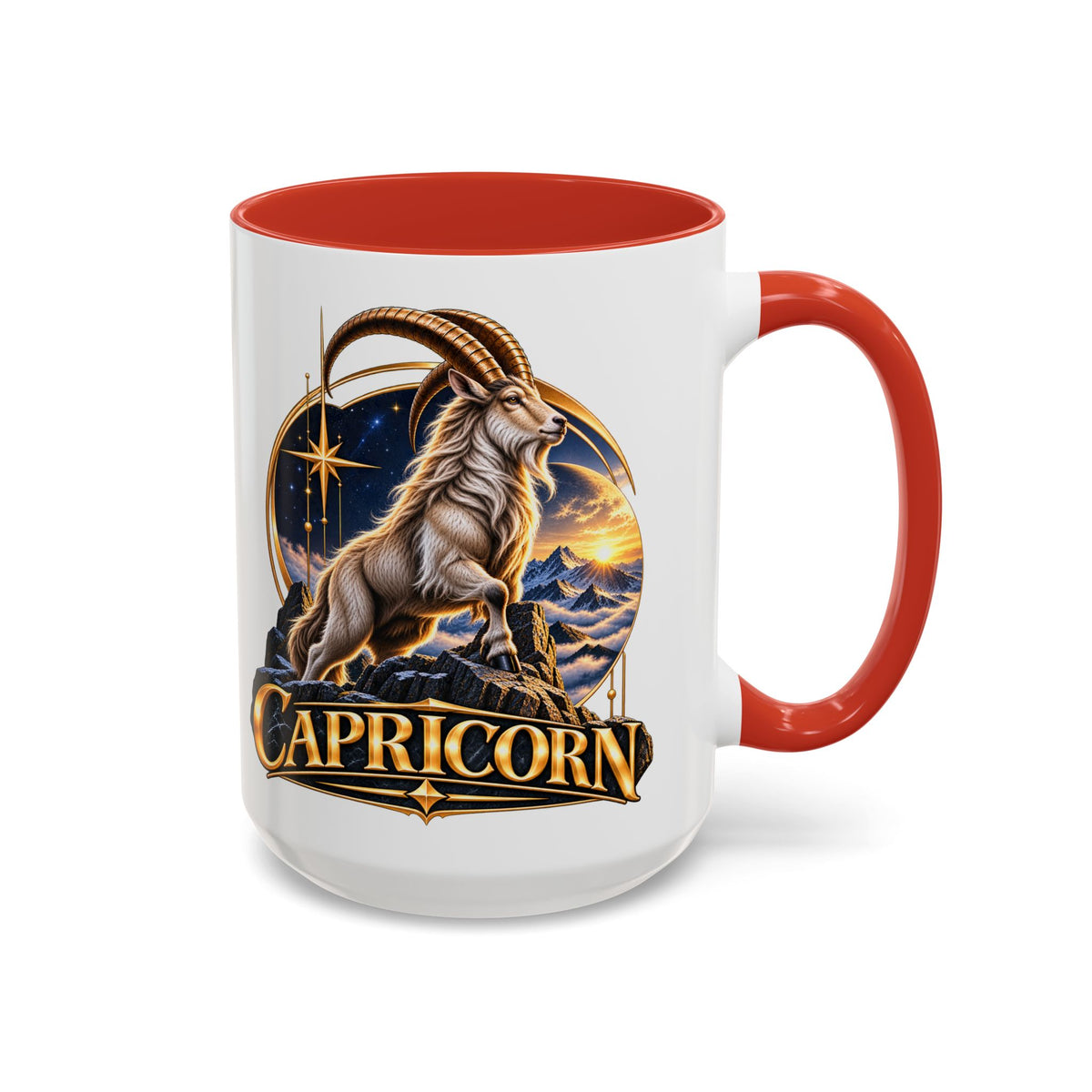 Capricorn Zodiac Coffee Mug — Astrological Goat Accent Mug (11/15oz)