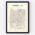 Vintage Map of Parker County, Texas 1889
