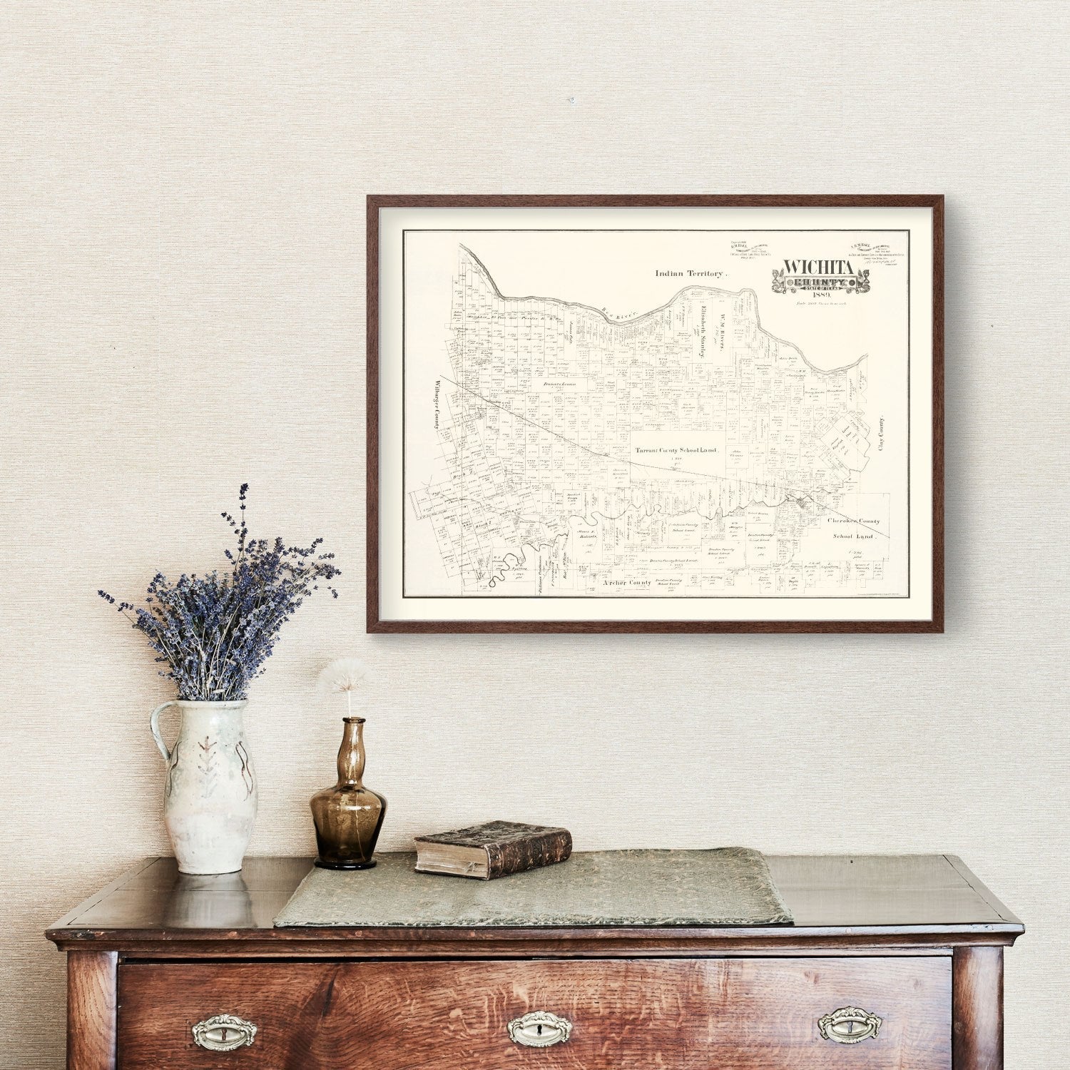 Vintage Map of Wichita County, Texas 1889