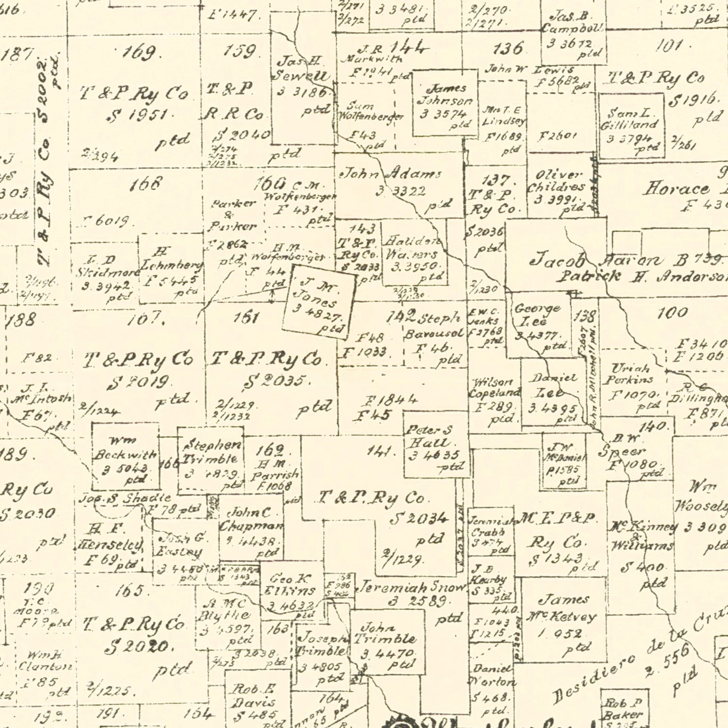 Vintage Map of Parker County, Texas 1889