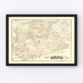 Vintage Map of Johnson County, Texas 1888