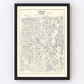 Vintage Map of Dallas County, Texas 1890