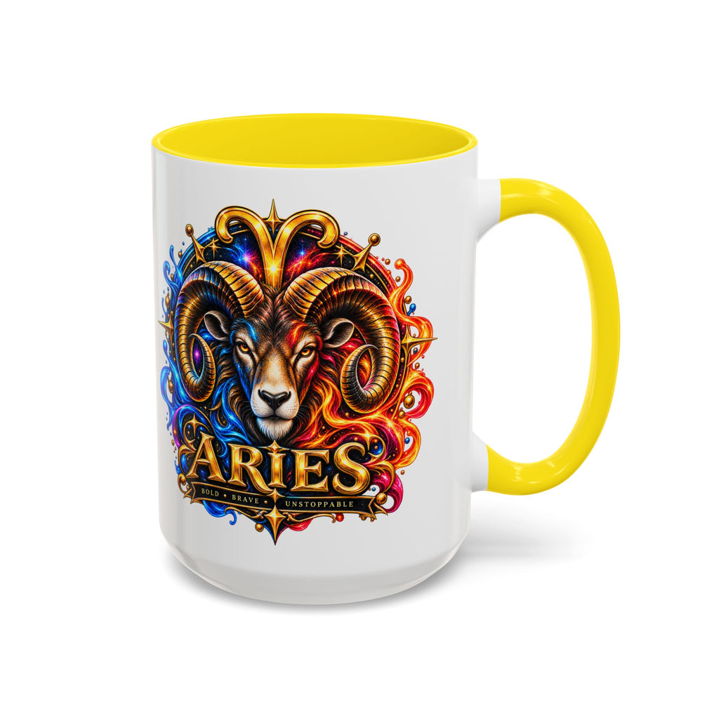 Aries Zodiac Coffee Mug — Colorful Ram Astrology Accent Mug (11/15oz)