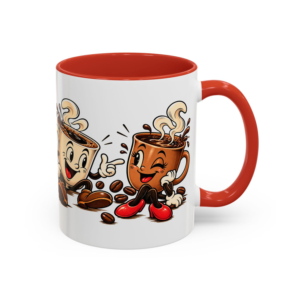 Coffee Cartoon Mug — Cute Dancing Coffee Cups Accent Mug