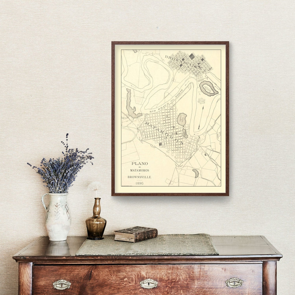 Vintage Map of Brownsville, Texas 1890