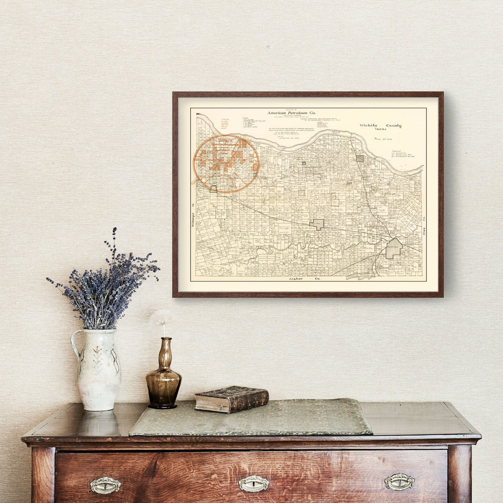 Vintage Map of Wichita County, Texas 1918