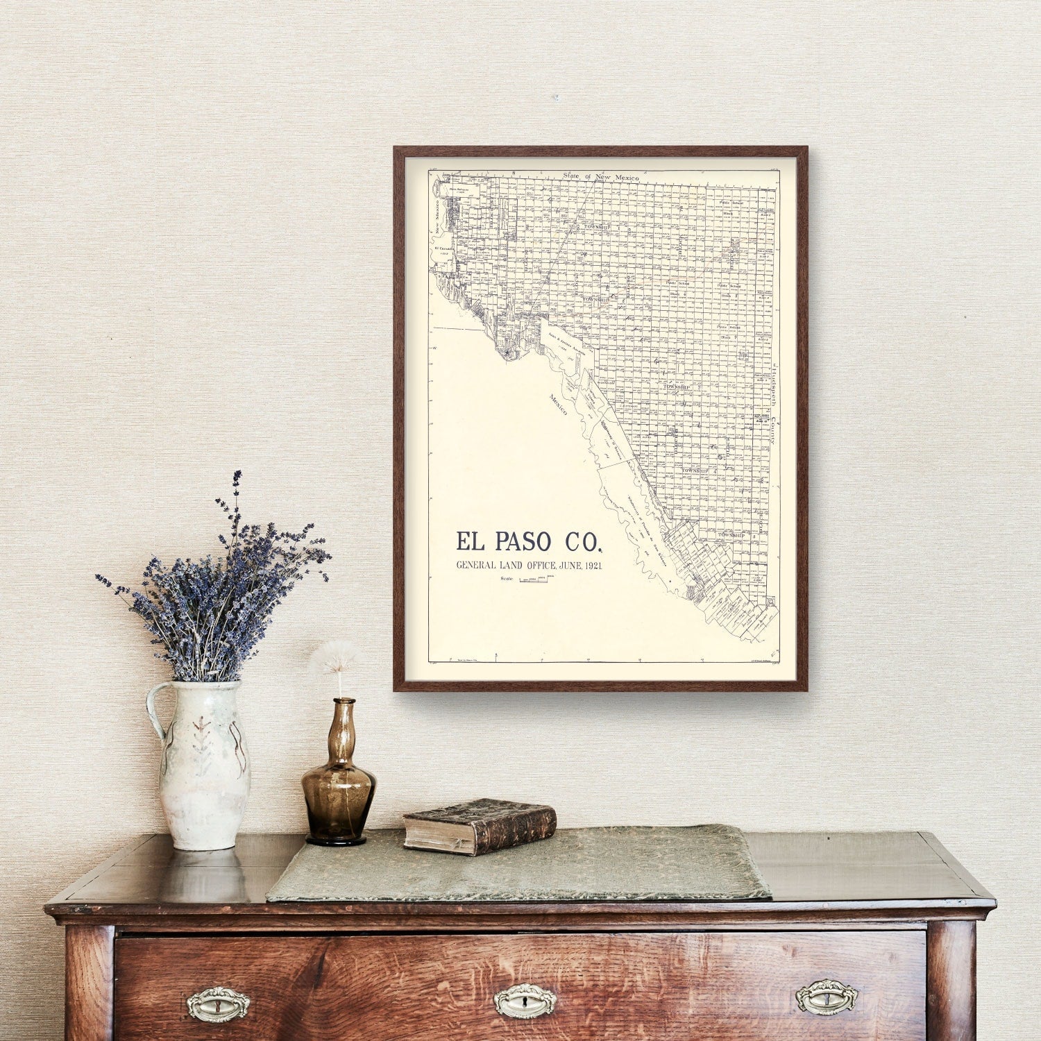 Vintage Map of El Paso County, Texas 1921