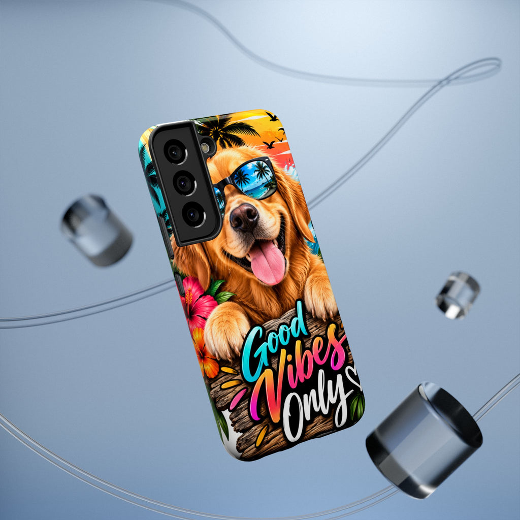 Phone Case — 'Good Vibes Only' Tropical Dog Impact-Resistant Case