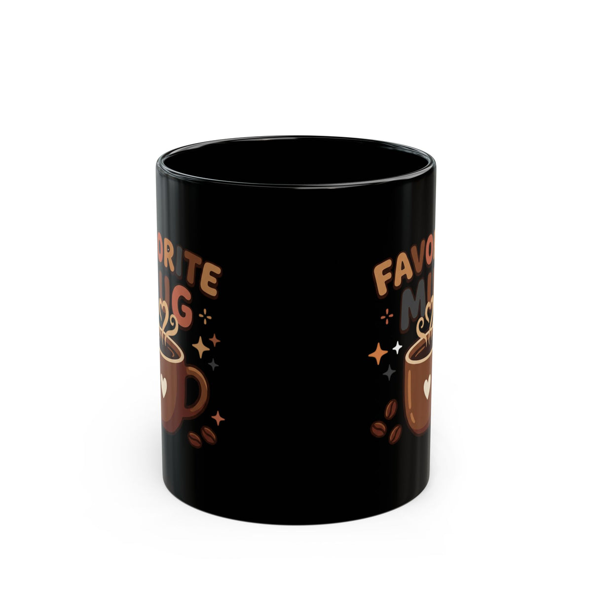 Favorite Mug Black Ceramic Coffee Cup – Cute Heart Coffee Design (11oz/15oz)