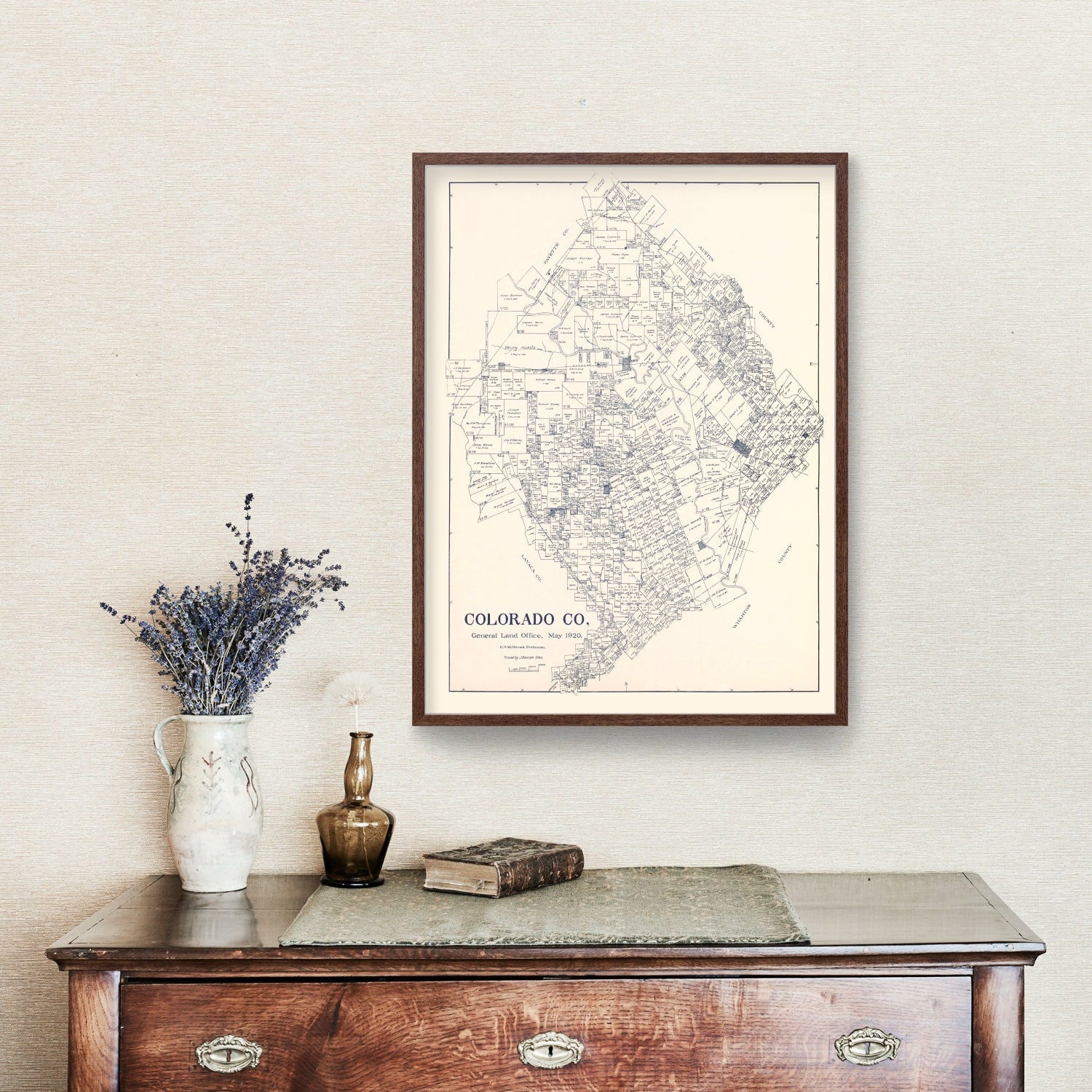 Vintage Map of Colorado County, Texas 1920