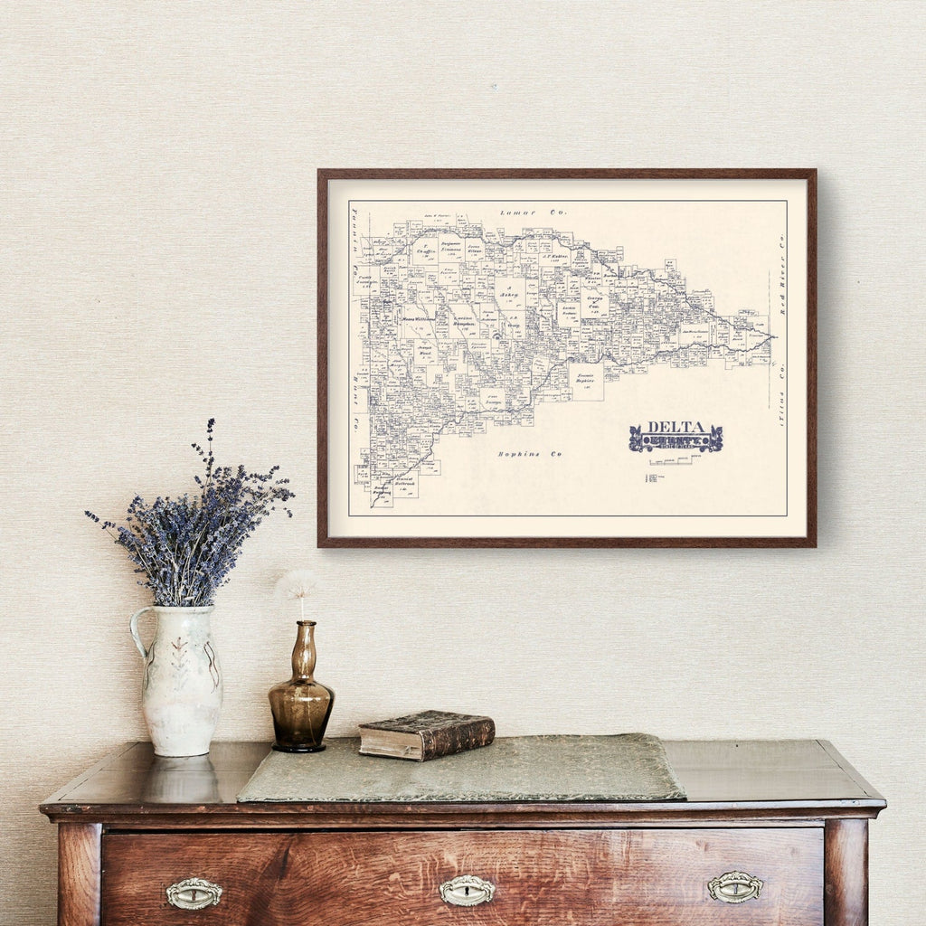 Vintage Map of Delta County, Texas 1927