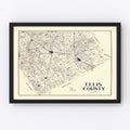Vintage Map of Ellis County, Texas 1927