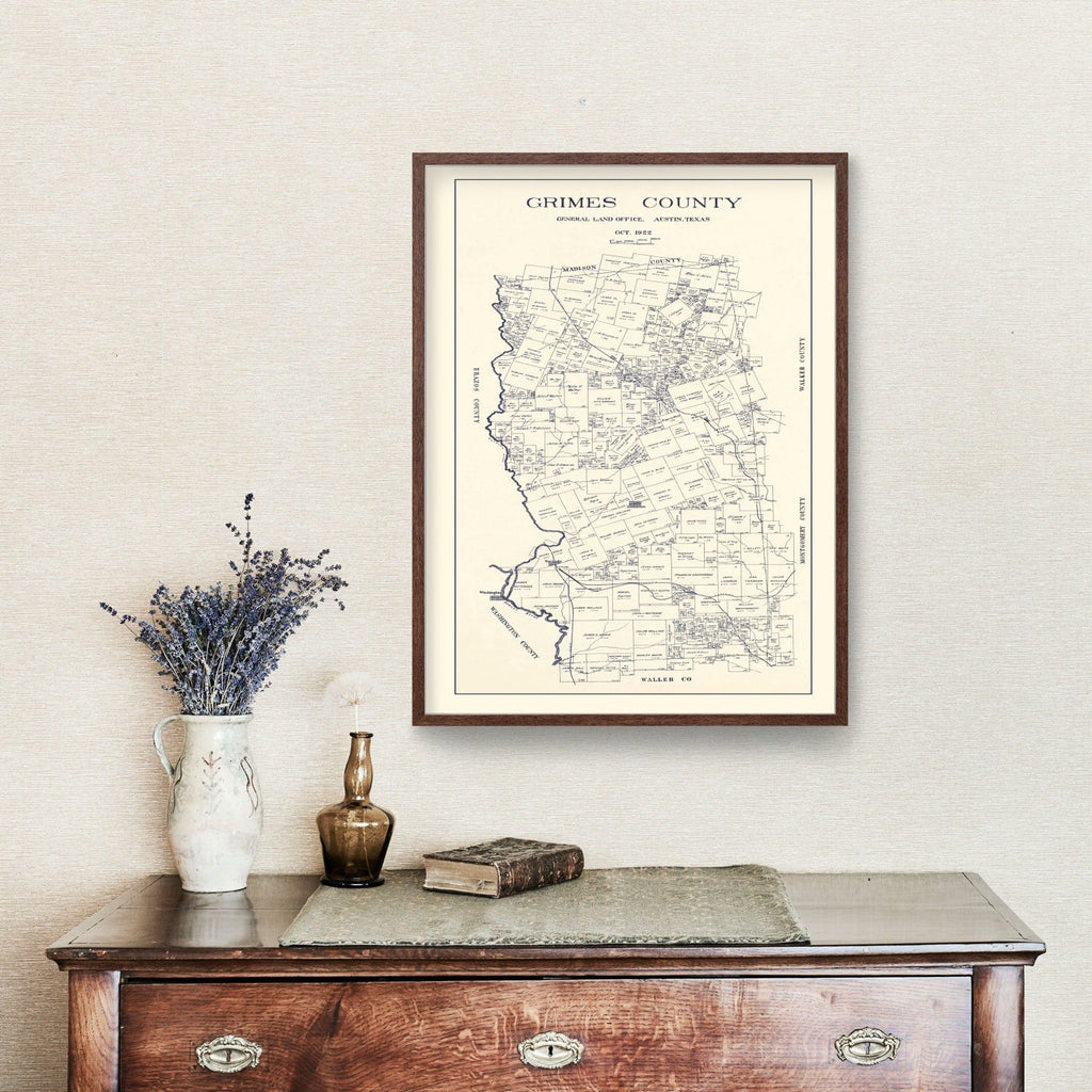 Vintage Map of Grimes County, Texas 1922