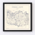 Vintage Map of Harrison County, Texas 1920