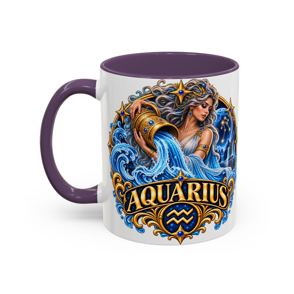 Aquarius Zodiac Coffee Mug — Illustrated Water Bearer Astrology Gift (11/15oz)
