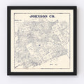 Vintage Map of Johnson County, Texas 1927