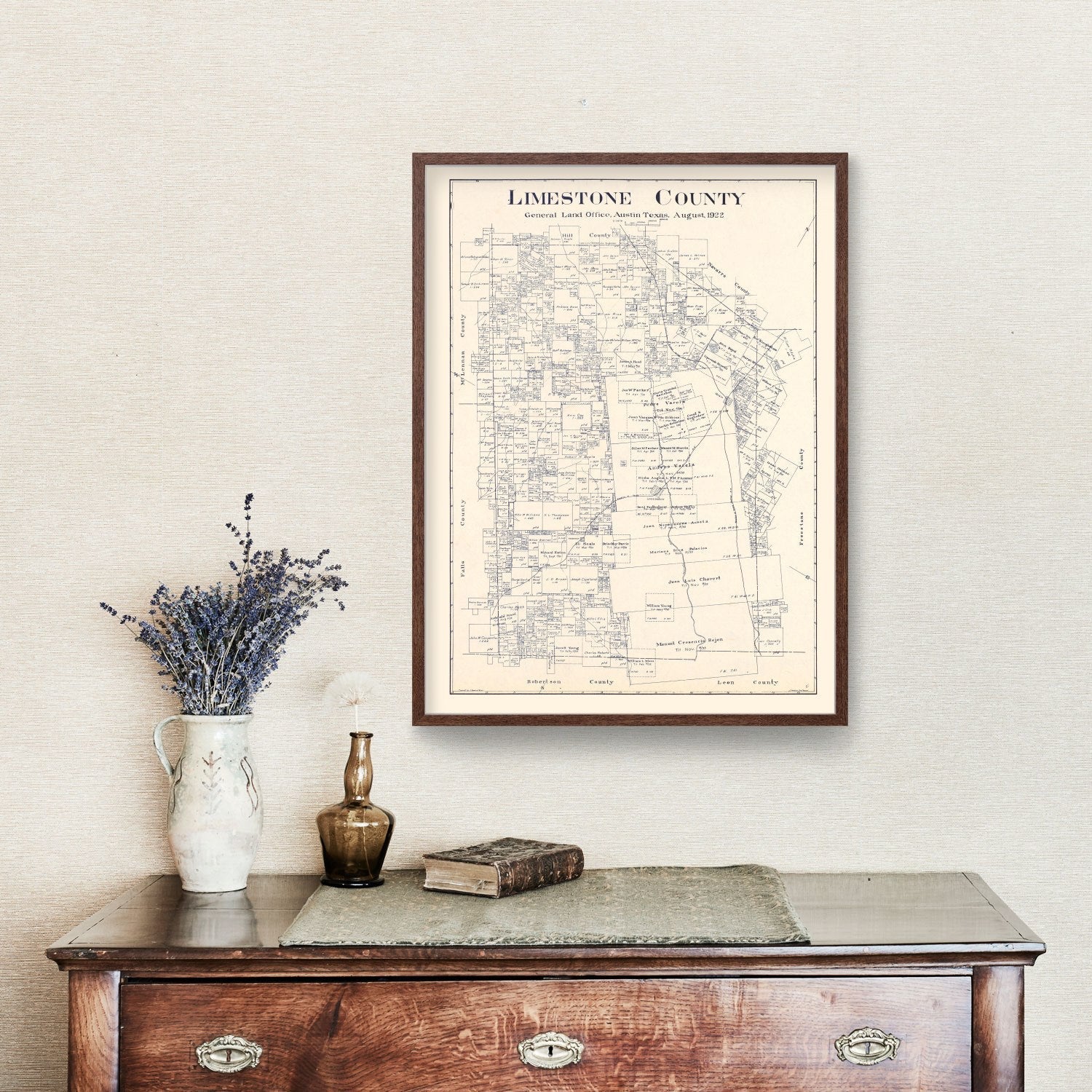 Vintage Map of Limestone County, Texas 1922