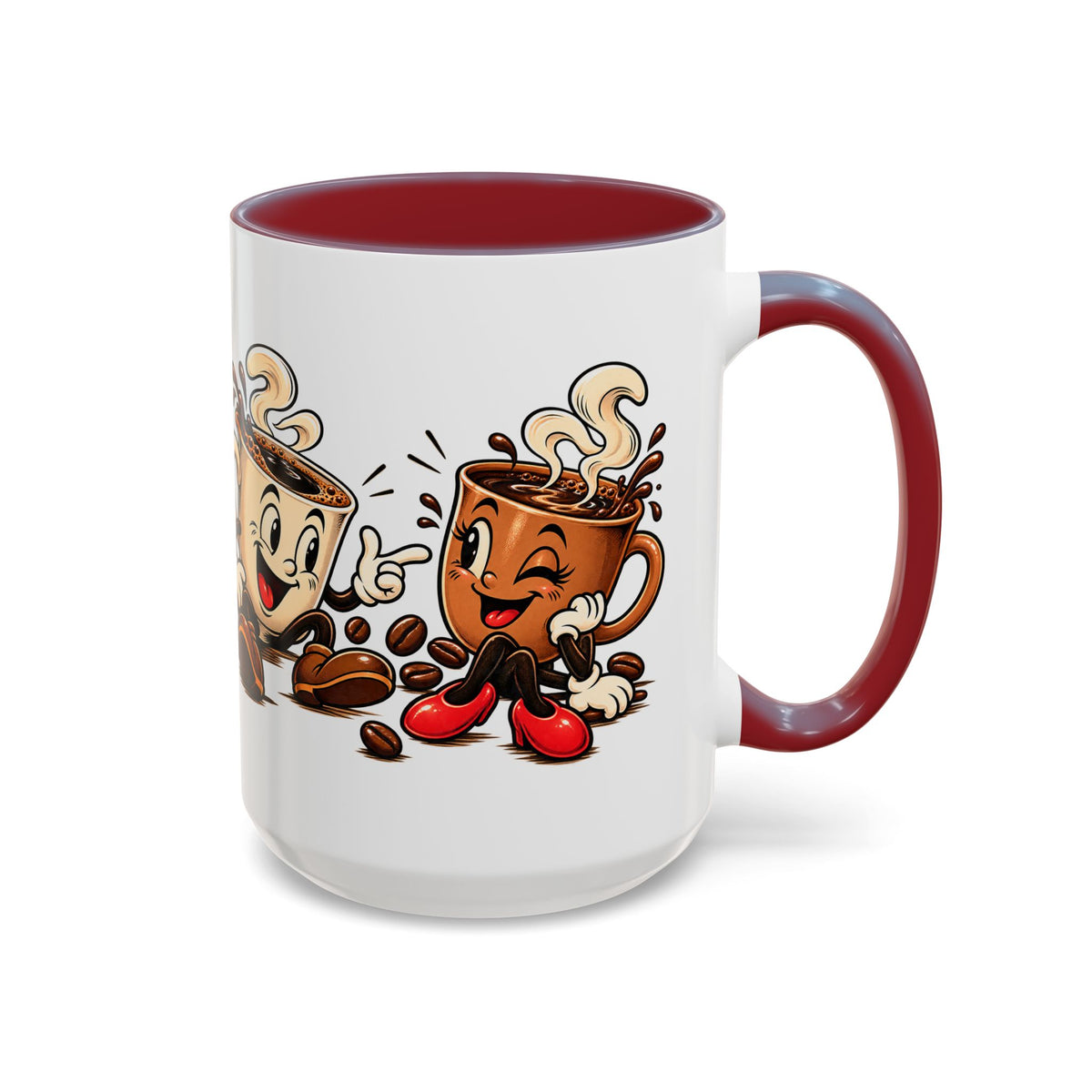 Coffee Cartoon Mug — Cute Dancing Coffee Cups Accent Mug
