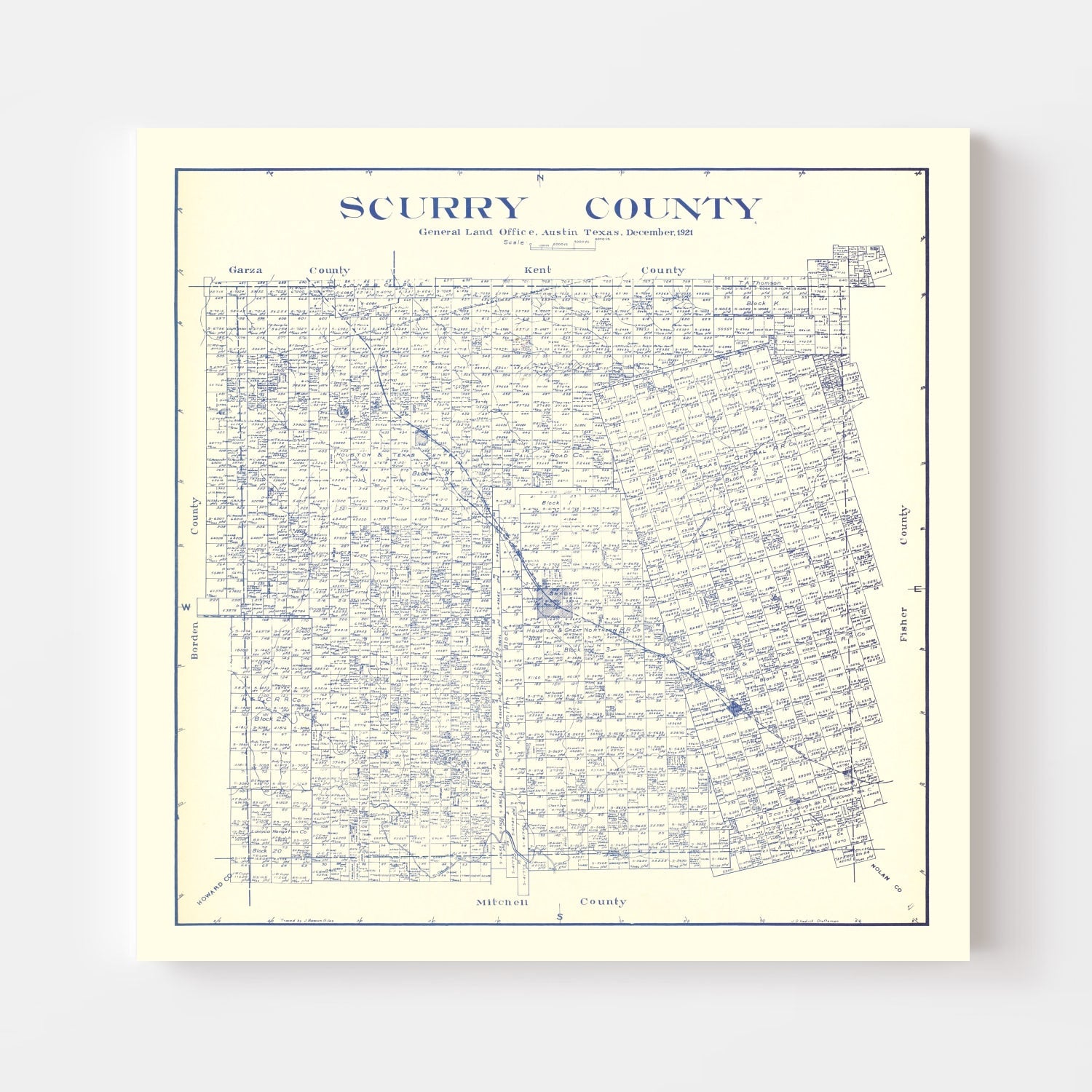 Vintage Map of Scurry County, Texas 1921