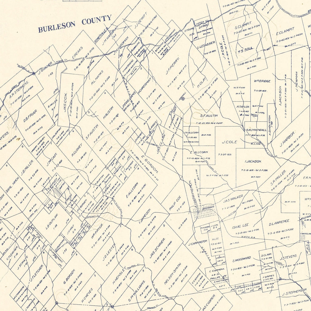 Vintage Map of Washington County, Texas 1920