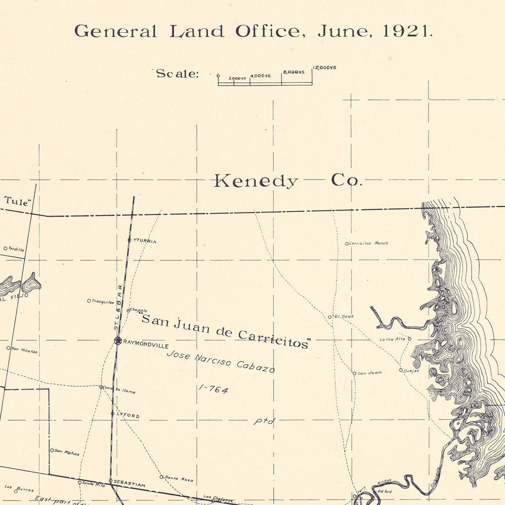 Vintage Map of Willacy County, Texas 1921