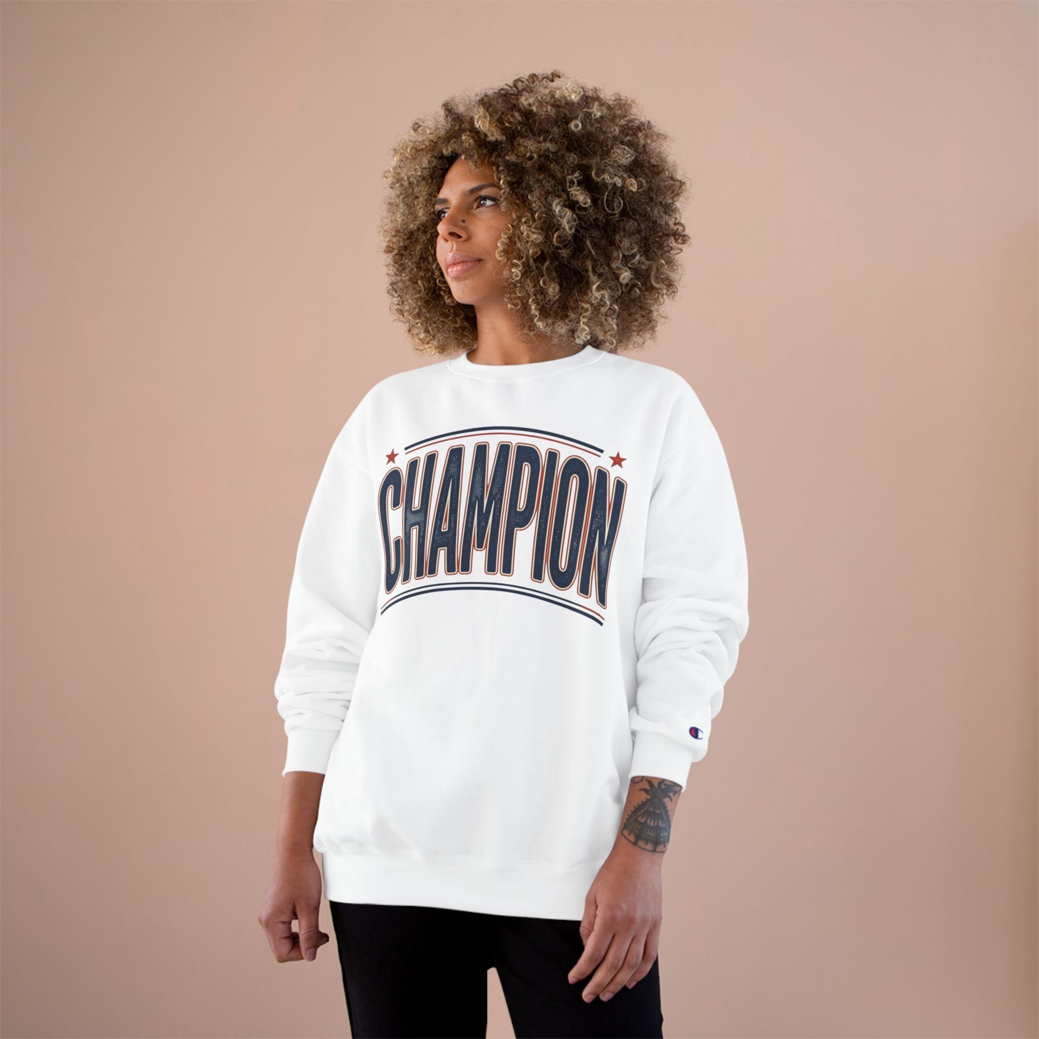 Champion Graphic Sweatshirt — Retro Arch Lettering Pullover