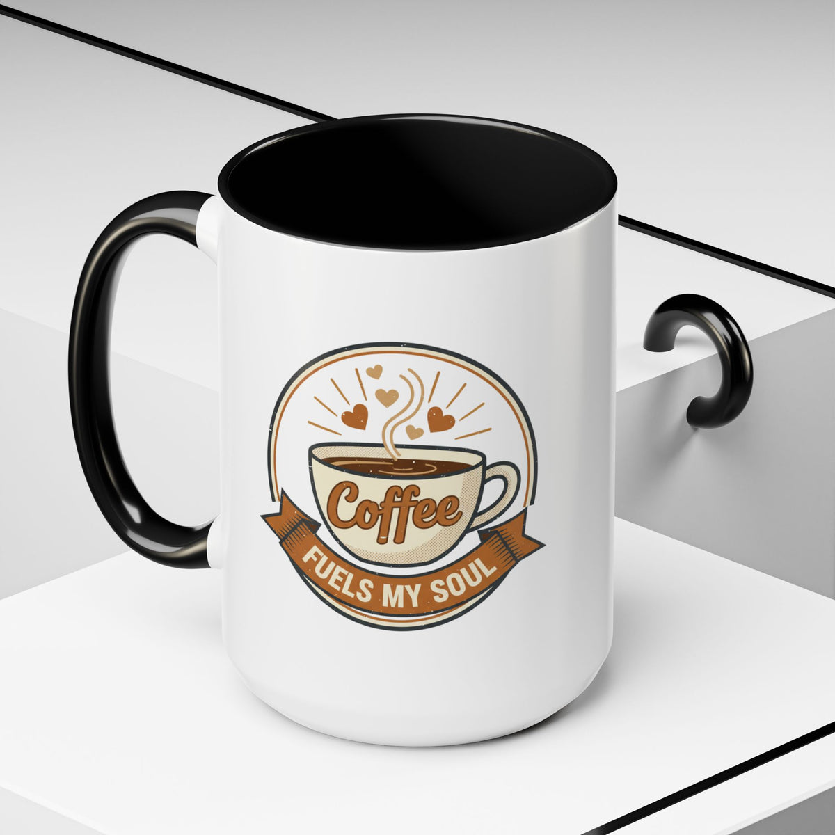 Coffee Mug - "Coffee Fuels My Soul" Accent Ceramic Mug (11/15oz)