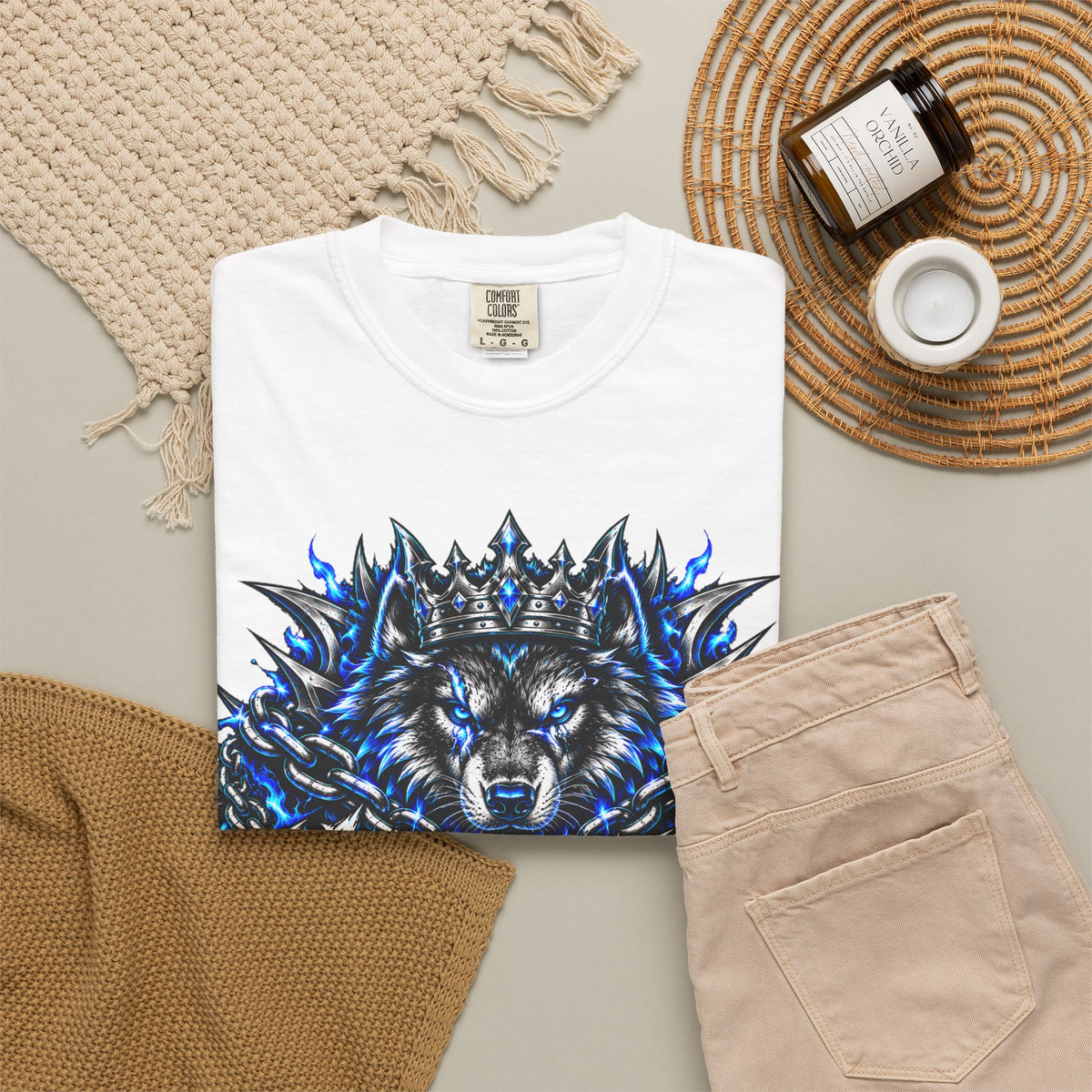 Wolf 'Unstoppable' Graphic Tee — Bold Blue Crowned Wolf Shirt